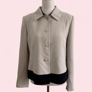 Casual Corner Annex Tan Button-Up Blazer with Classic‎ Collar Size 14